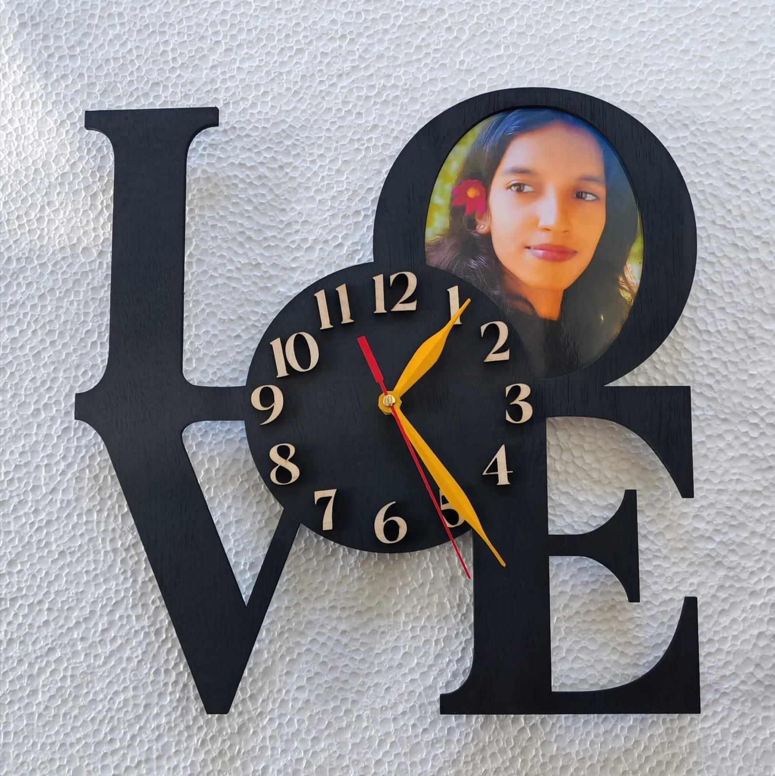 Custom love photo frame clock