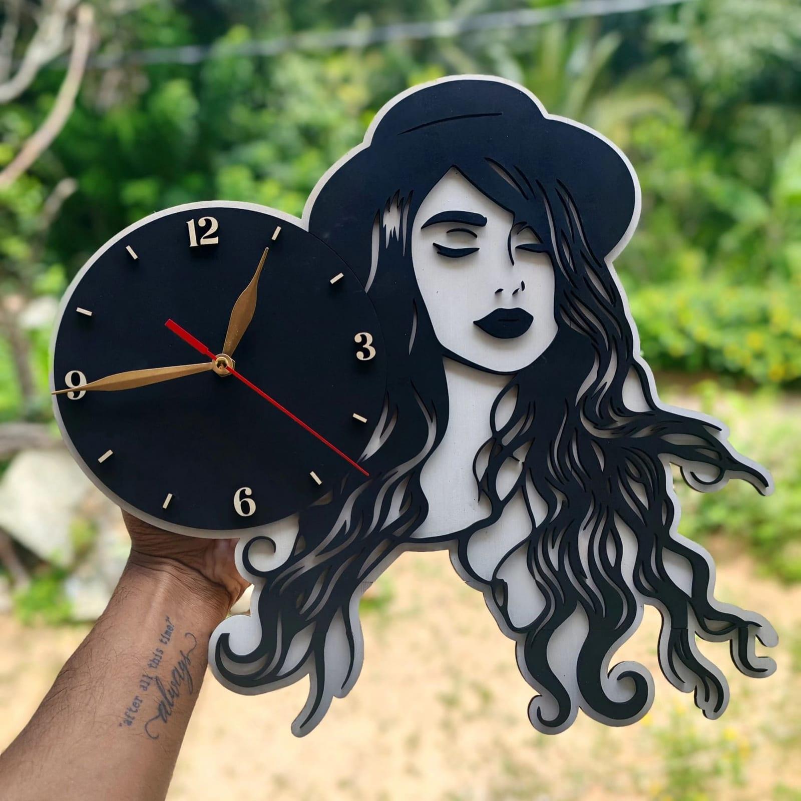 Custom lady silhouette clock