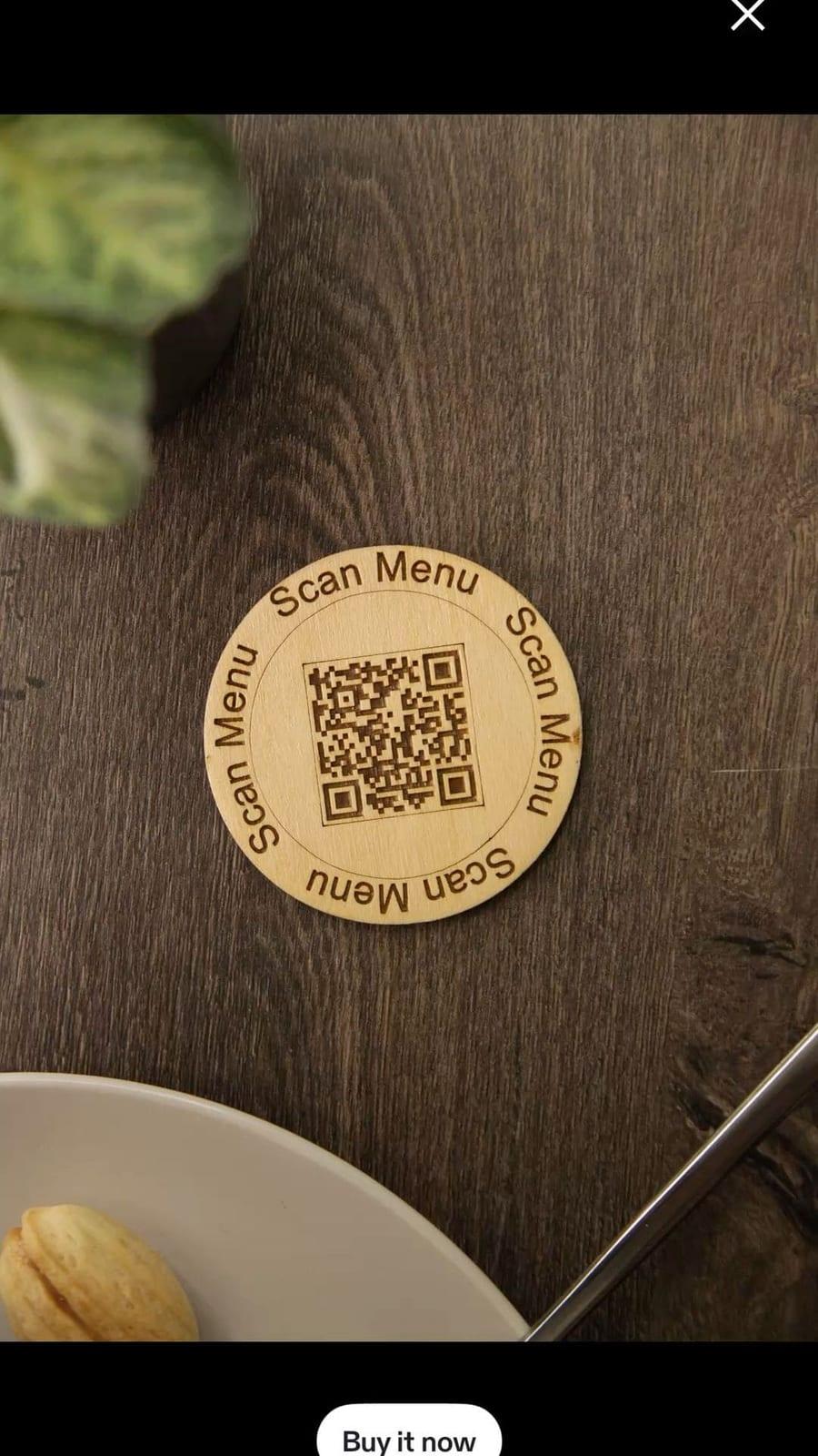 Custom qr code menu coaster