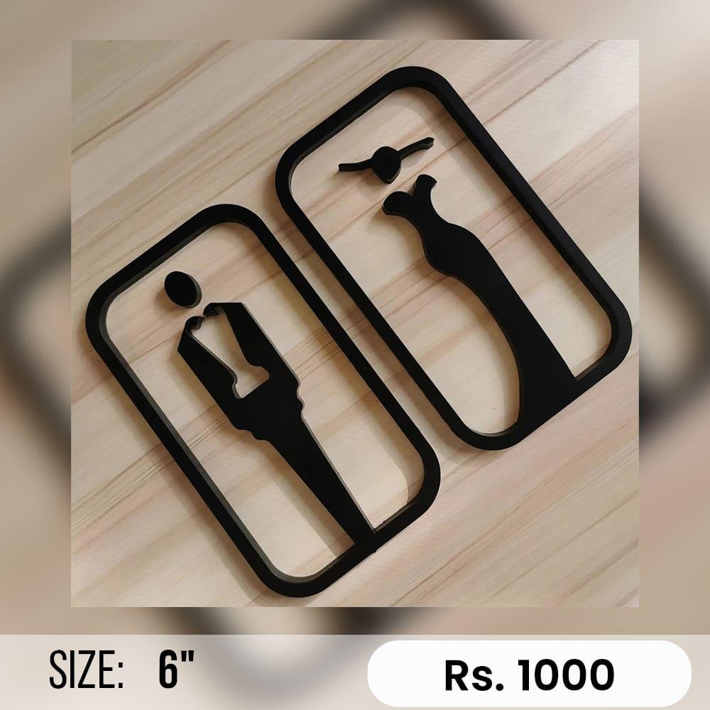 Custom inclusive three-piece restroom sign