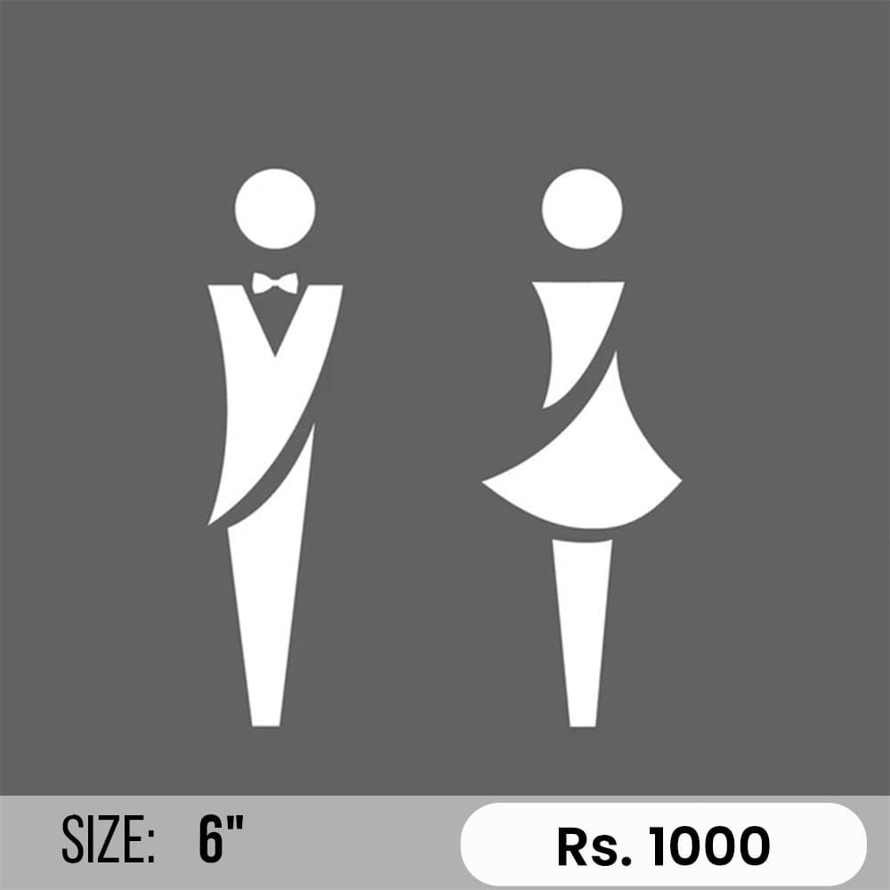 Custom geometric black restroom figures